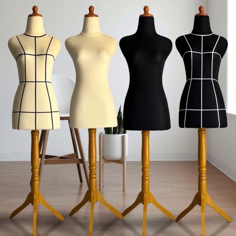 1 Set Manekin + Kaki Kayu | Patung Display | Patung Baju | Manekin Patung | Patung Manekin