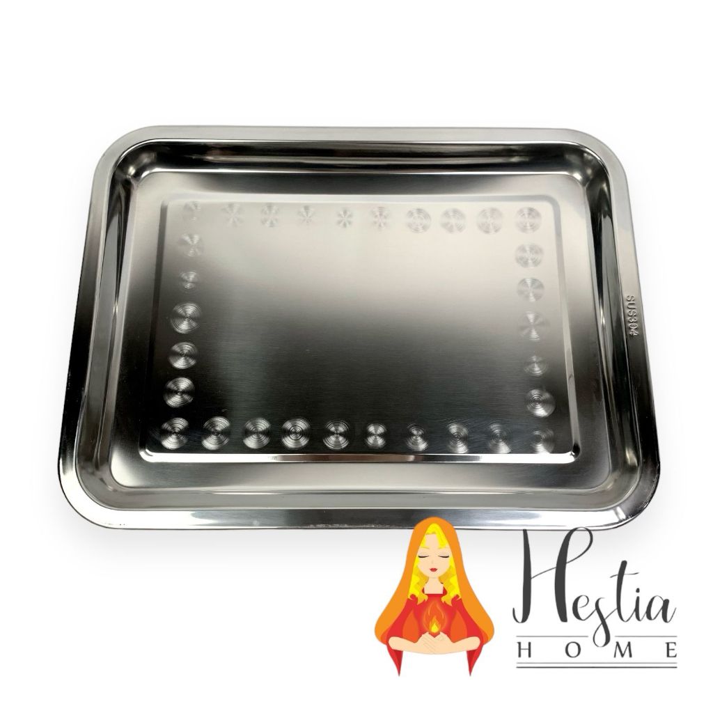 Baki Nampan Persegi Stainless Food Grade Loyang Serbaguna 36 x 27 CM