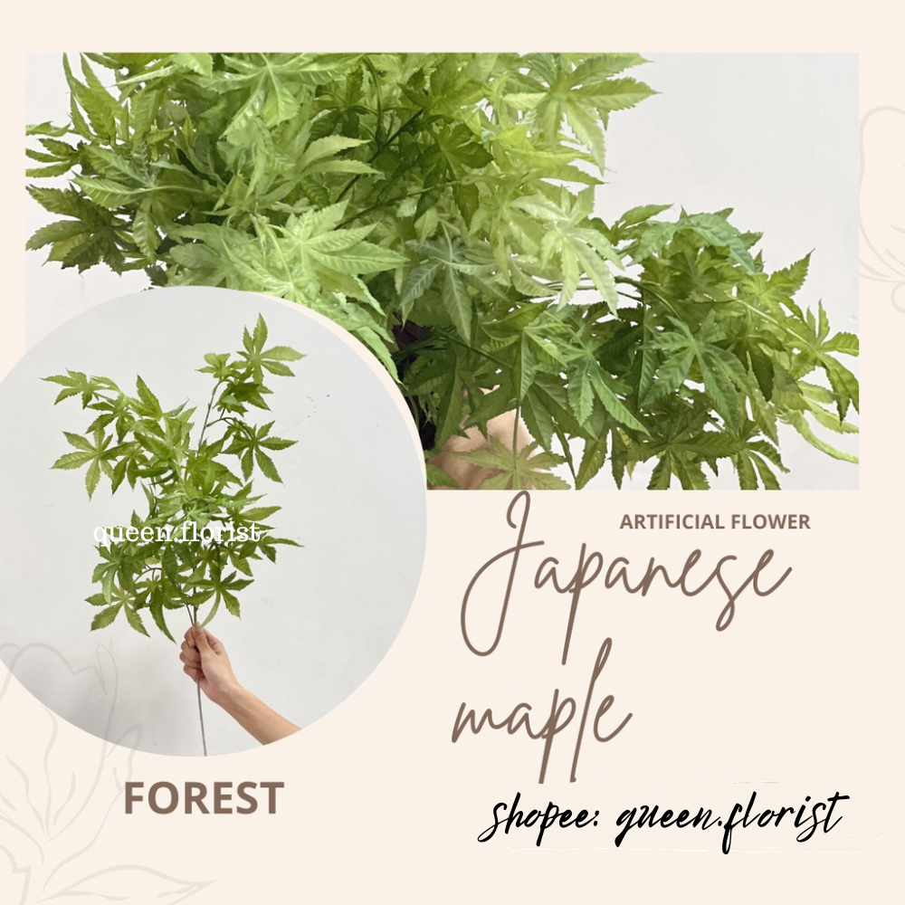 JAPANESE MAPLE LEAF Daun Plastik Palsu Artificial Dekorasi Willow Leaves Bunch Daun Willow Leaf/Daun