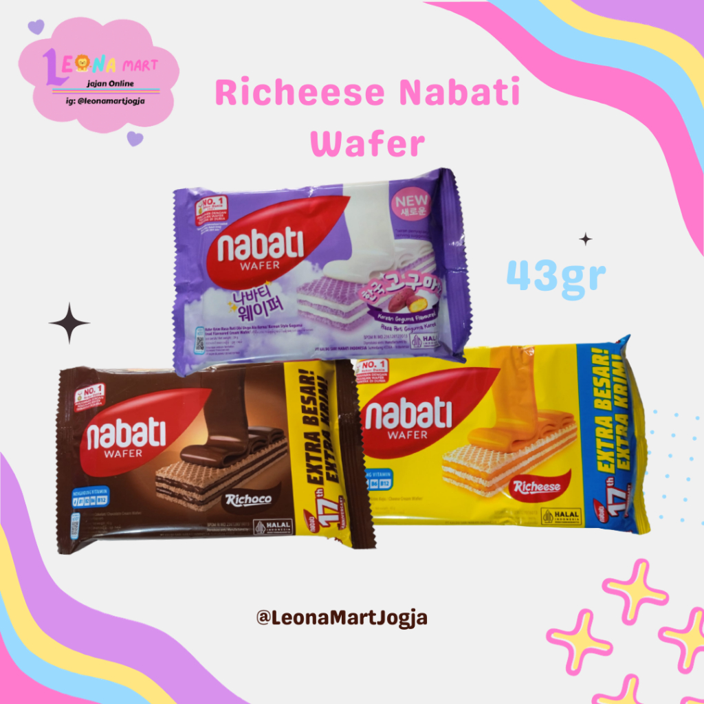 

Richeese Nabati Wafer Rasa Keju/Coklat/Goguma 43g