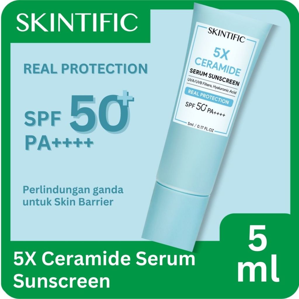 SKINTIFIC Sunscreen 5X Ceramide Serum Sunscreen Stick SPF50 PA++++ Skincare Sunblock 5ml Untuk Semua