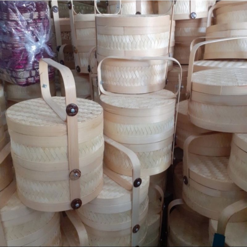 

Termurah dan terbaik hampers rantang bambu susun 2 diameter 20cm tinggi 21cm bleching murah