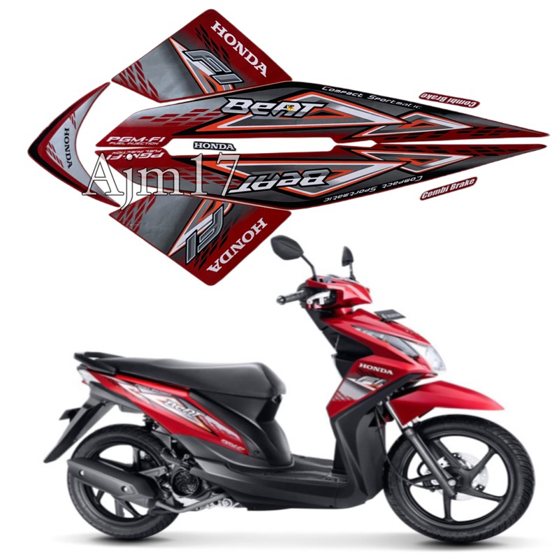 STIKER STRIPING BEAT FI 2014 MERAH