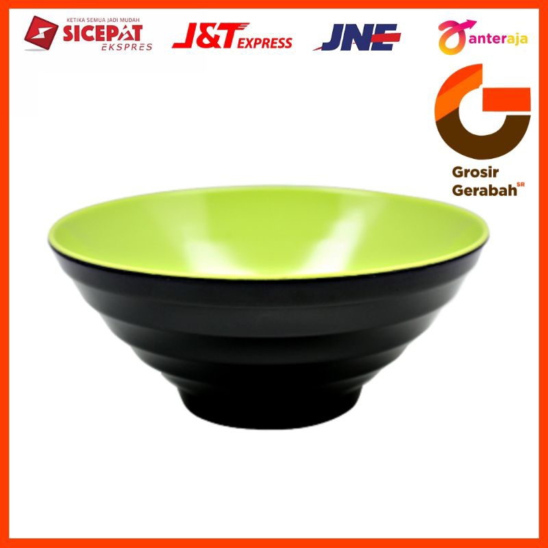 mangkok ulir datar melamin golden dragon 2 warna hitam hijau 8,5" dan 6"