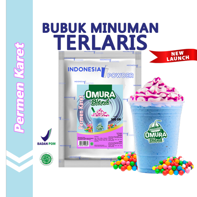 

OMURA Blend Bubuk Minuman Premium Rasa Permen Karet Biru / Blue Bubble Gum Powder Drink 500 Gr Omura Powder