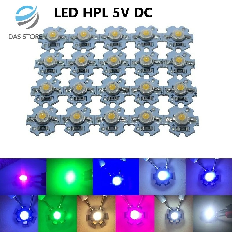 LED HPL 5V DC 3W 3WATT PLUS HEATSINK RGB RED GREEN BLUE WHITE