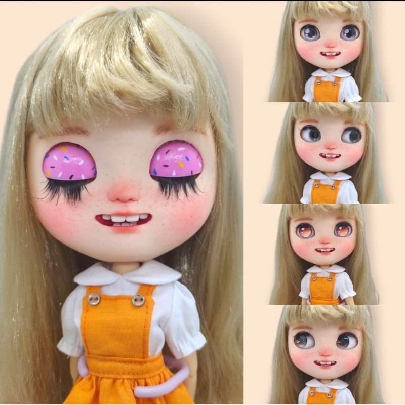 cute blythe doll / custom blythe doll set dengan baju / boneka blythe custom dengan gigi / cute blyt