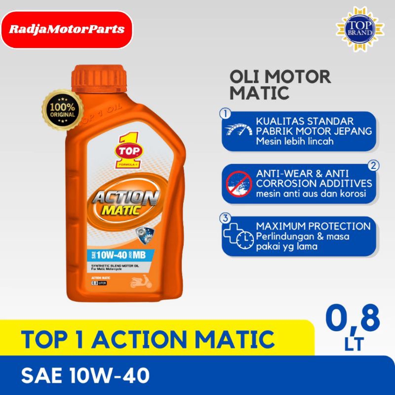Oli Mesin Motor Top1 Action Matic 800ml Asli