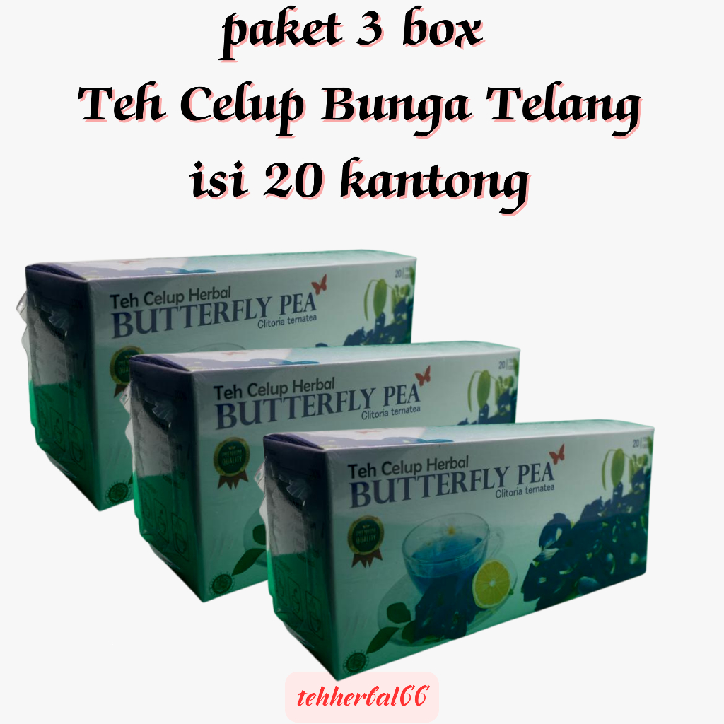 

PAKET ISI 3 BOX TEH CELUP HERBAL BUNGA TELANG IS 20 KANTONG || HERBAL ALAMI