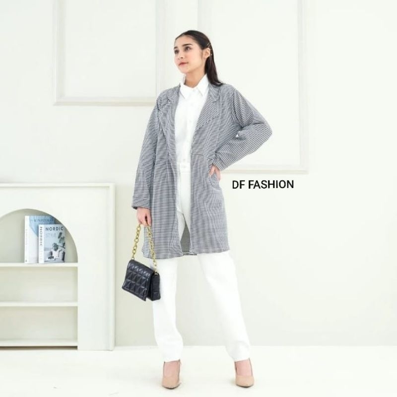 NEW BLAZER DF FASHION / BLAZER KANTOR WANITA / BLAZER MOTIF KOTAK-KOTAK / OUTER WANITA