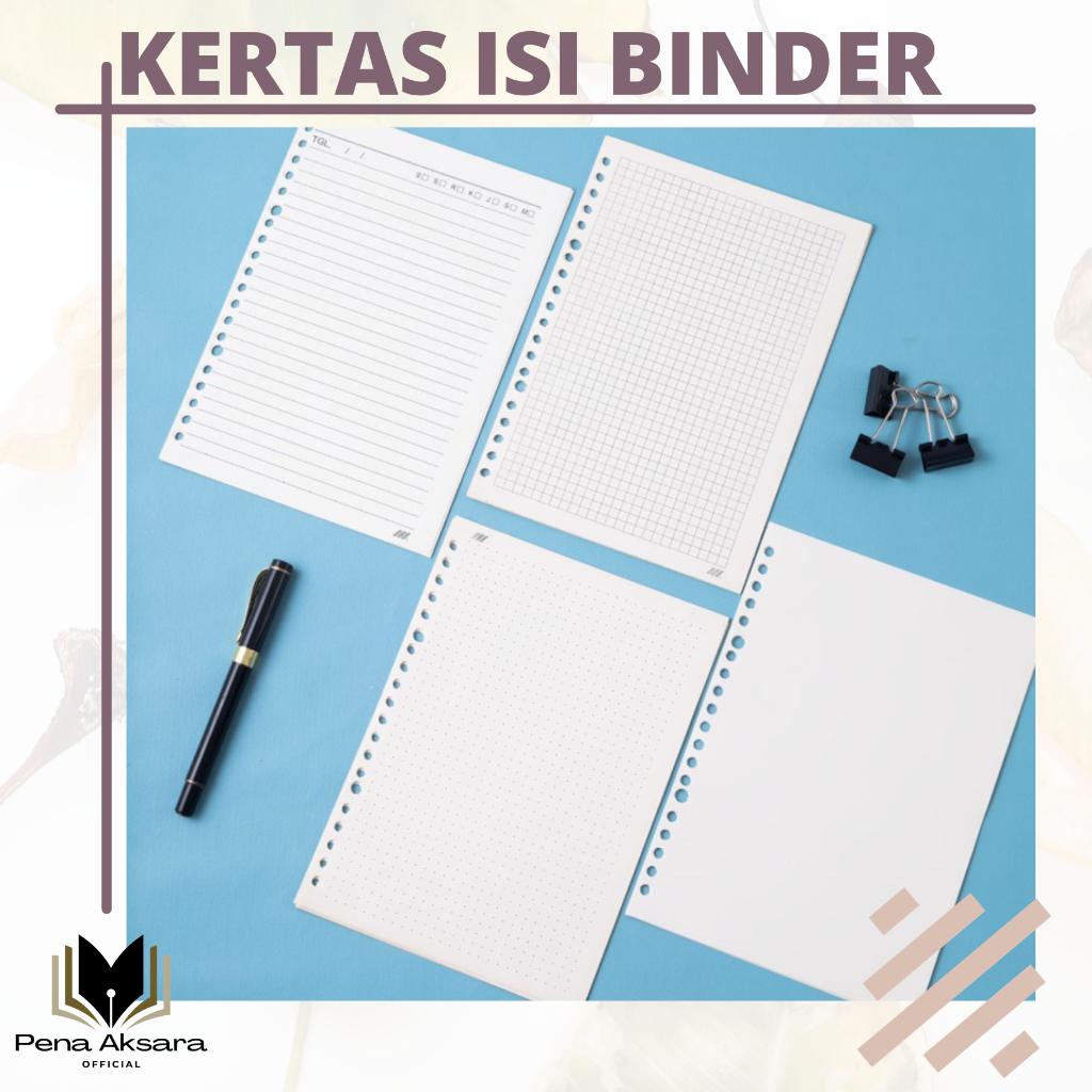 

Kertas Loose Leaf Isi Binder Ukuran A5 B5 A4 Polos Garis Titik dan Kotak