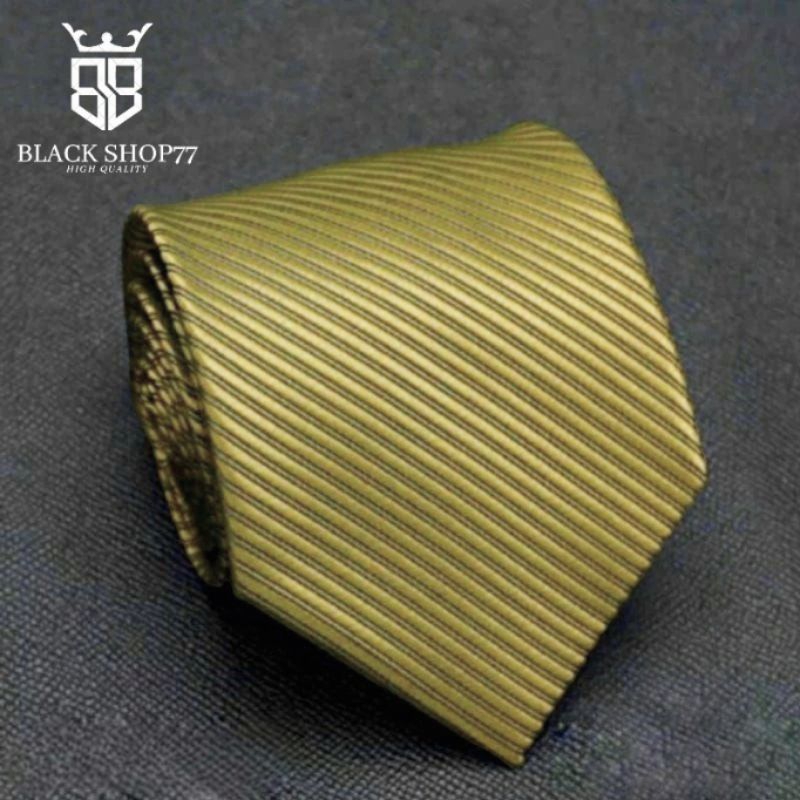 Dasi Pria Dasi Panjang Motif Salur Gold Muda 3 Inchi 8 Cm