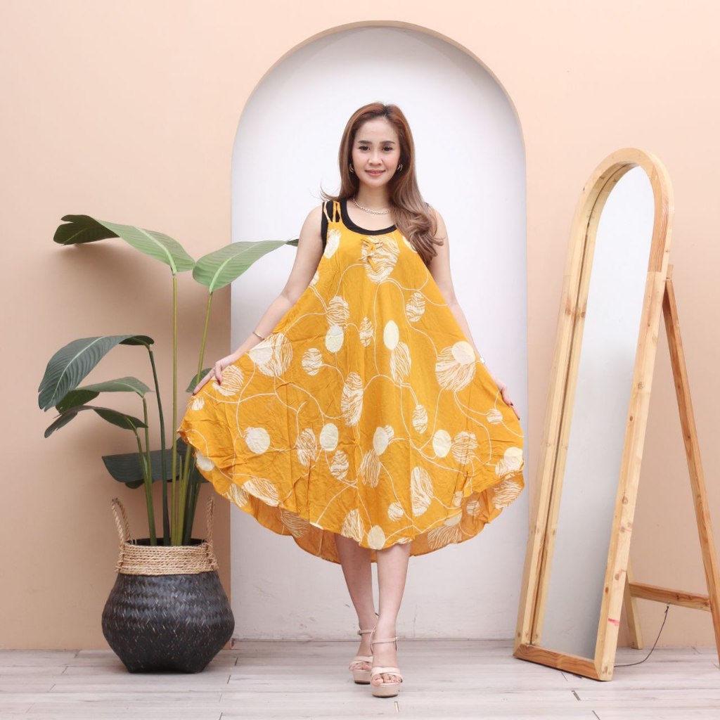Daster Payung Jumbo Ld 110 Yukensi Long Dress Korean Style Bahan Rayon Premium Motif Kencana Ungu La