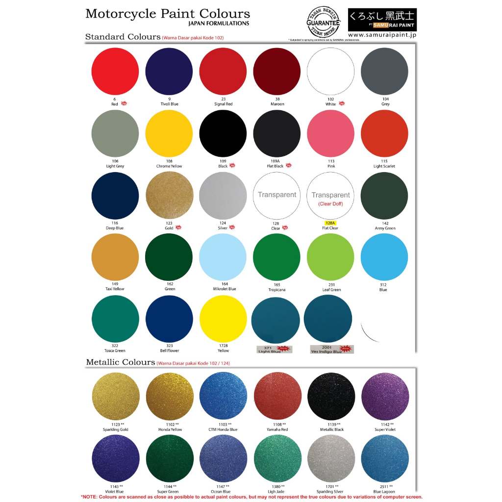 Pilok Pilox Samurai Paint Kurobushi Warna Glossy & Doff 400Ml Black Hitam Doff Clear Pernis White