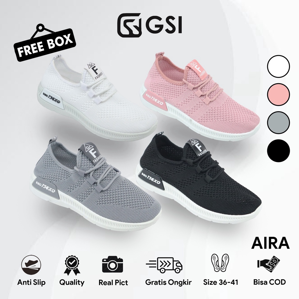 MALL Gudang Sepatu Id Aira Sepatu Sneakers Sport Wanita Bahan Rajut Women Shoes Casual 37-40 - 0017 