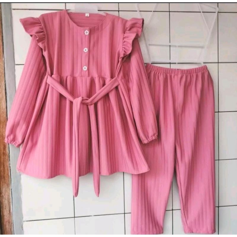 SETELAN CASSANDRA BAHAN KNIT HORNET//ONE SET ANAK MURAH