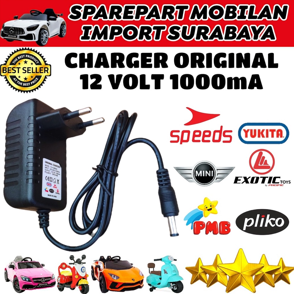 12.12 FLASH SALE ORIGINAL CHARGER PLIKO ADAPTOR MOBIL MAINAN AKI CHARGE MOBILAN ANAK MOTOR 6 VOLT AU