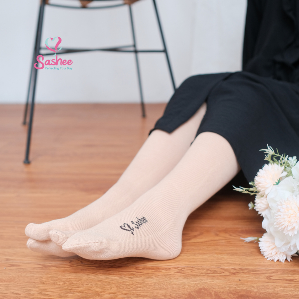 ORIGINAL Kaos Kaki Sashee Jempol Polos Panjang Katun Wanita Muslimah Dewasa