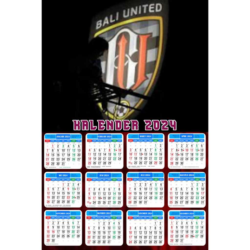 BOMAL....KALENDER TERBARU 2024 MOTIF BOLA BALI UNITED