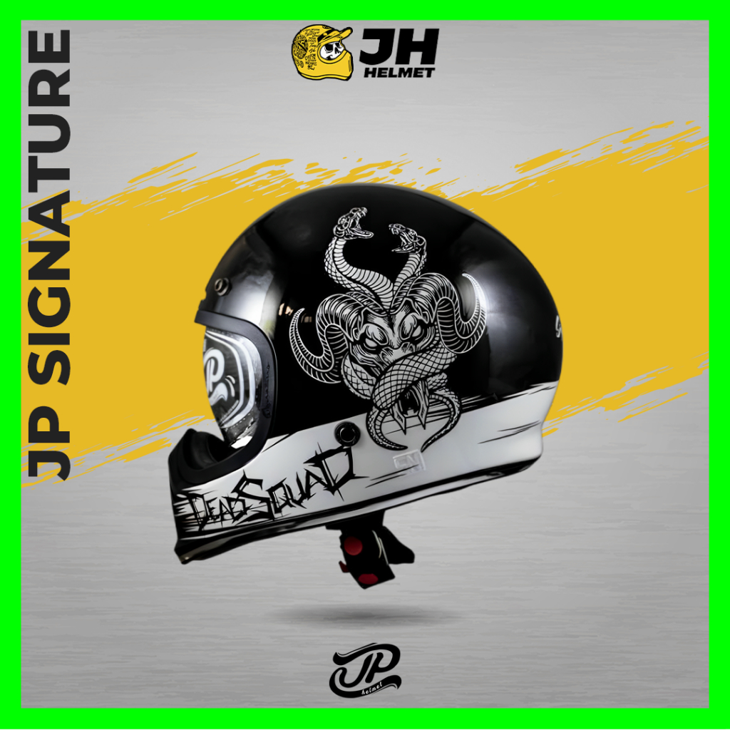 Helm JP Signature Motif Dead Squad Black Glossy | Helm Cakil | Helm Retro | Helm Full Face | Jual He