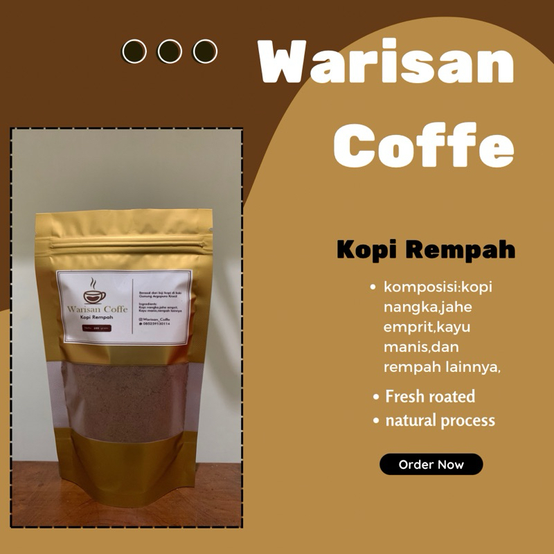 

Warisan Coffe Kopi Rempah asli dari pegununangan Probolinggo 100/200gram Fresh Roasted