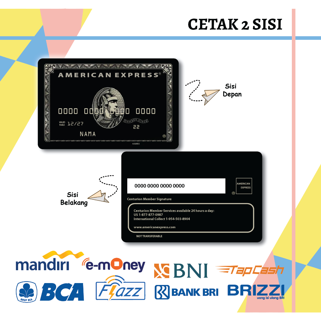 KARTU EMONEY DEBIT CARD AMERICAN EXPRESS BLACK MANDIRI FLAZZ BCA GEN 2 BNI TAPCASH BRIZZI BRI-2 SISI