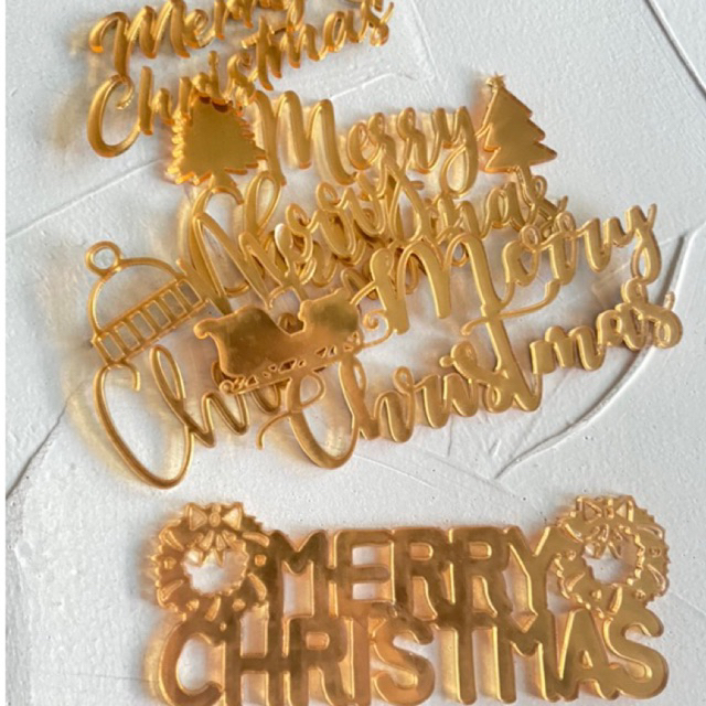 

caketopper topper caketag acrylic akrilik hamper hiasan kue natal xmas merry christmas