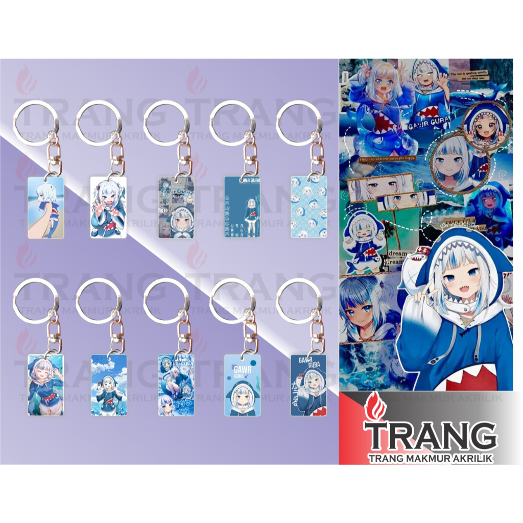 Gantungan Kunci Akrilik Gawr Gura / Keychain Acrylic Gawr Gura