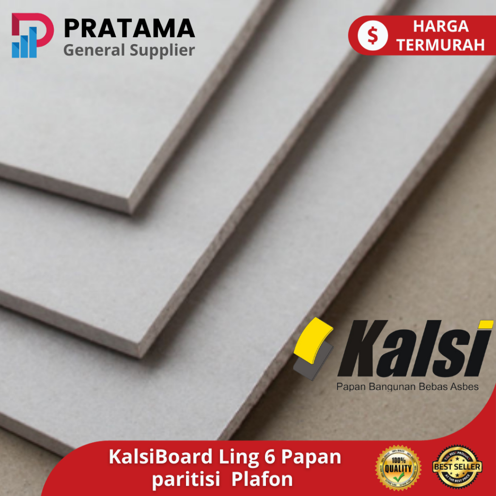 KalsiBoard Ling 6 | kalsi ling 6mm | paritisi Papan Plafon 120 x 240 cm | surabaya