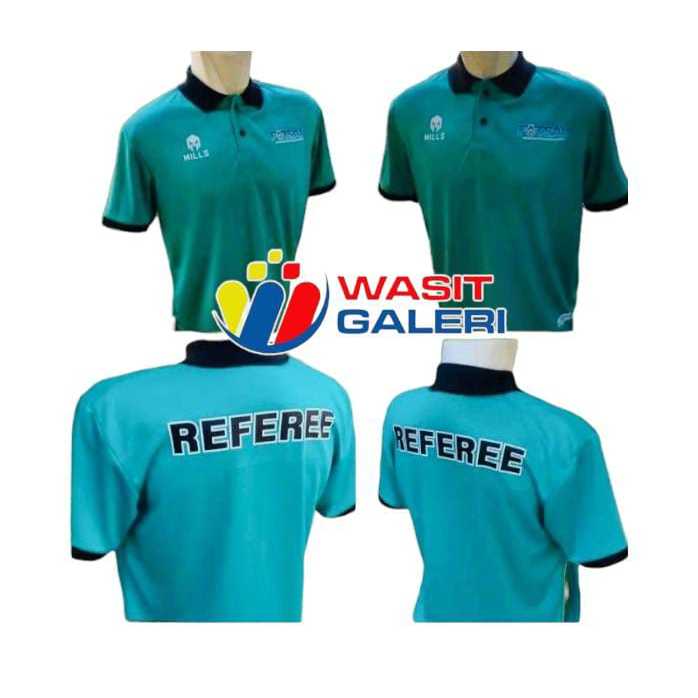 BAJU WASIT WANGKI MLLS -  KERAH HITAM ( Logo: MLLS - FUTSAL FEDERATION  - BELAKANG REFEREE )