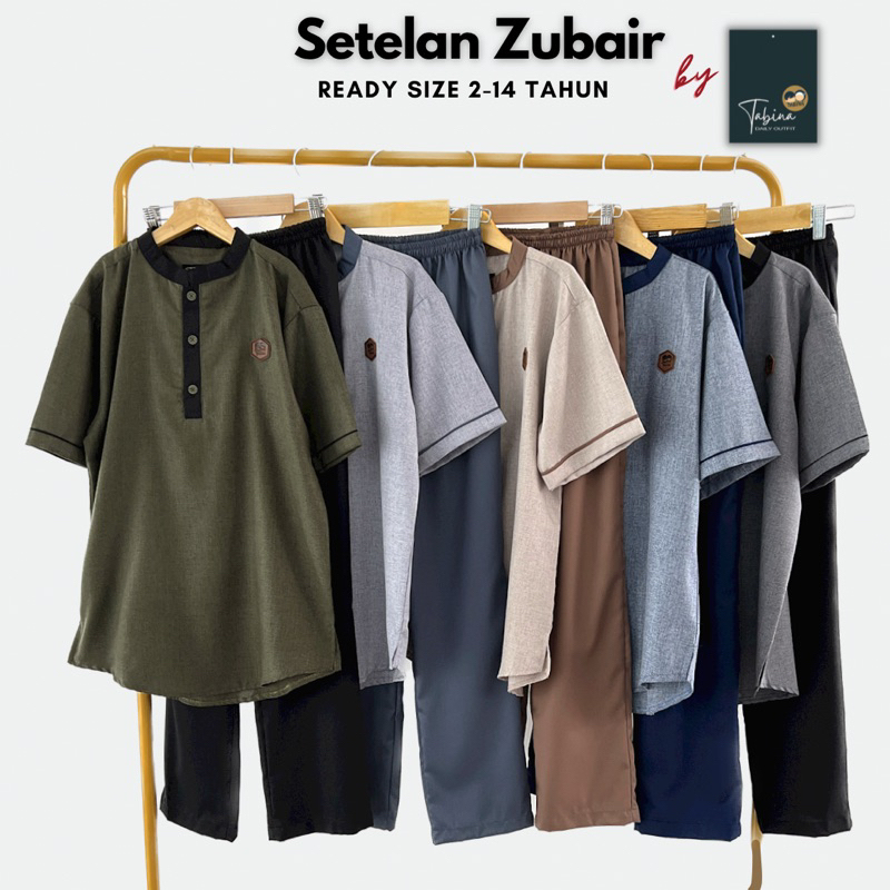 [Tabina] Setelan Koko Anak Lengan Pendek seri Zubair usia 2-14 tahun Remaja Katun Madina mix Toyobo