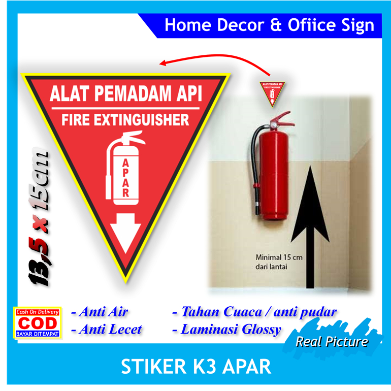 

Label stiker APAR segitiga sticker petunjuk alat pemadam api ringan keselamatan kerja K3