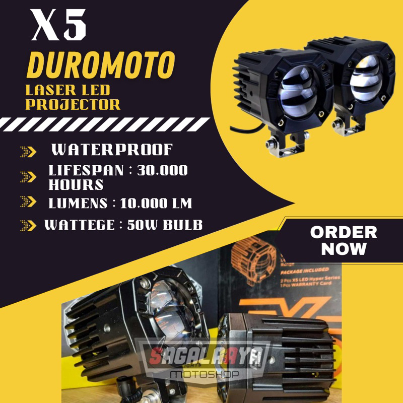 DUROMOTO X5 NEW TERBARU LAMPU SOROT KABUT TOURING 100 WATT VERSYS KTM XMAX BMW
