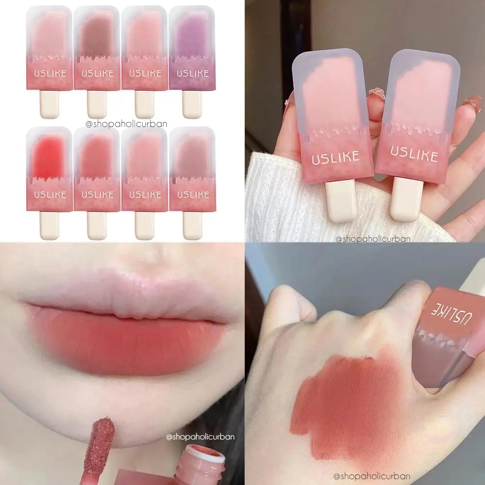 USLIKE Ice Cream Lipstick Es Krim Lucu Ice Cream Lip Glaze Matte Lip Gloss Velvet Lipstick Korean Li