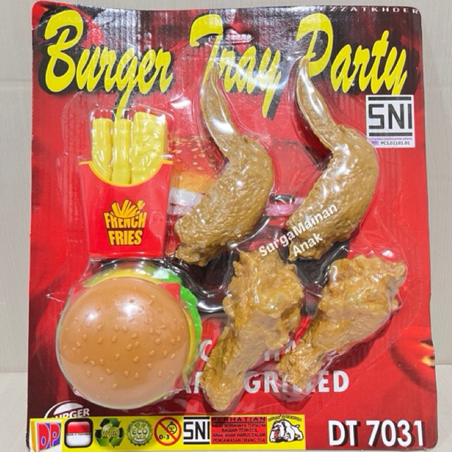 MAINAN ANAK BURGER TRAY PARTY DT 7031 MAINAN ANAK BURGER SET AYAM GORENG