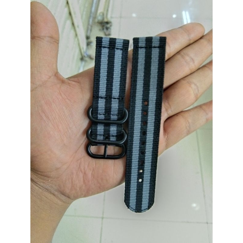 Tali Jam Kanvas Army Hitam List Abu