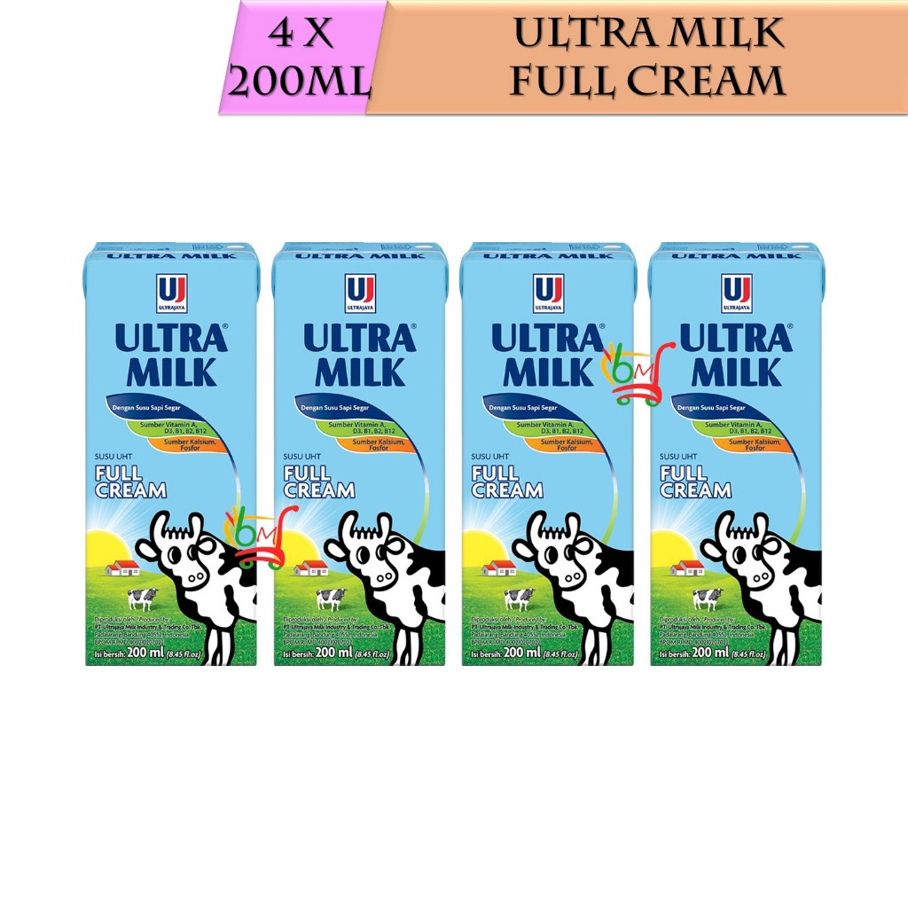 

4PCS Ultra Full Cream Kemasan 200ml Susu Rasa Original