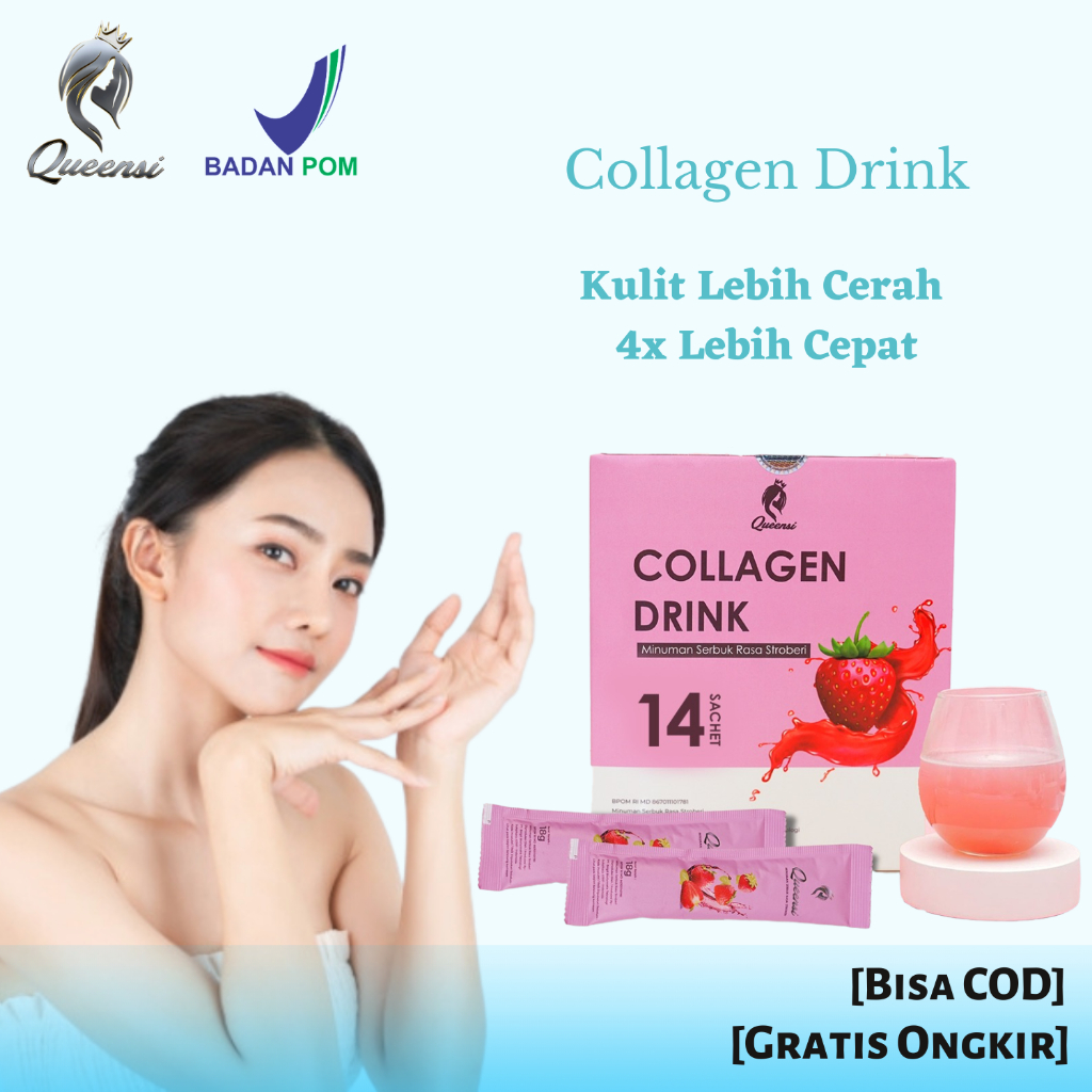 QUEENSI COLLAGEN DRINK MINUMAN KOLAGEN MINUMAN PENCERAH KULIT BPOM