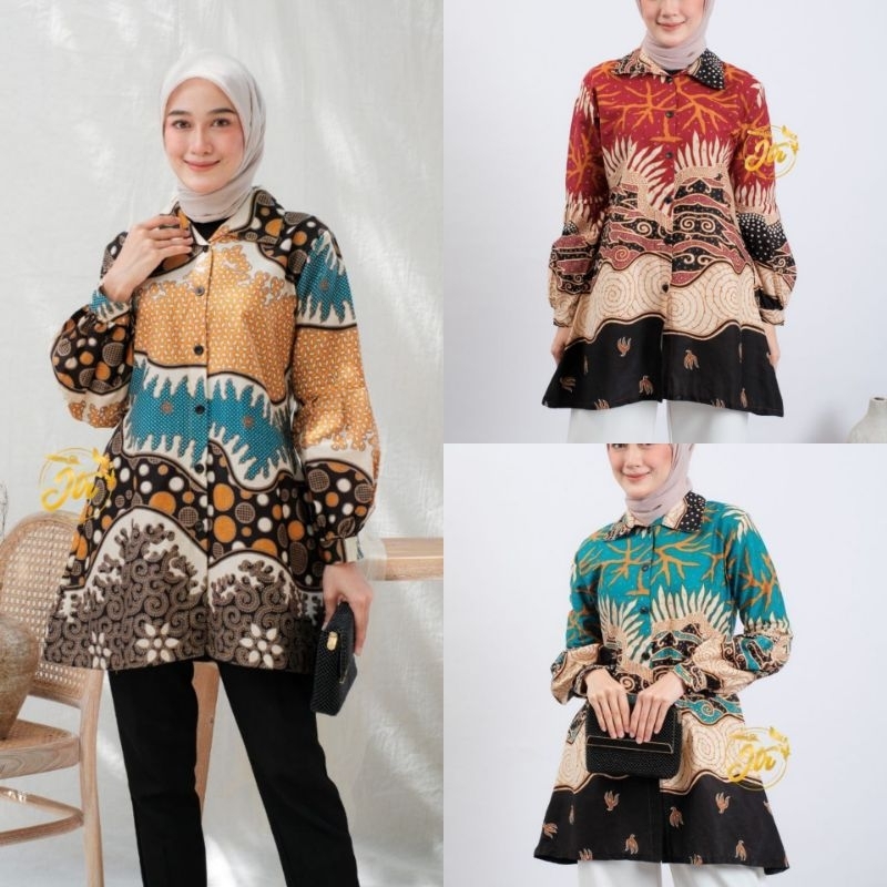 Atasan blouse&Tunik batik modern/kemeja batik kantor/kerja/ootdCOD