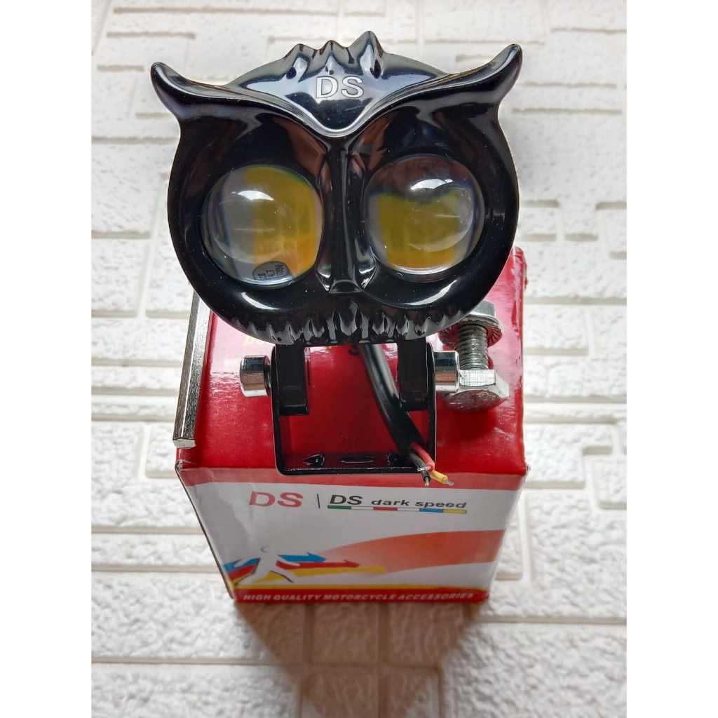 Lampu Tembak Lampu Sorot LED Owl 2 Mata Motor Mobil Mode Jauh Dekat Cahaya Kuning Putih