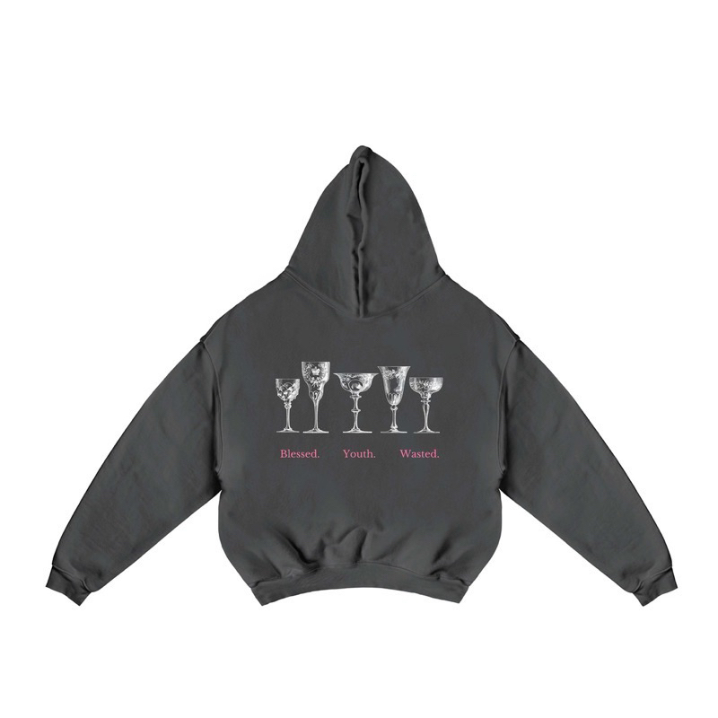 Praedae Studio - grey boxy oversized hoodie / purple oversized t-shirts