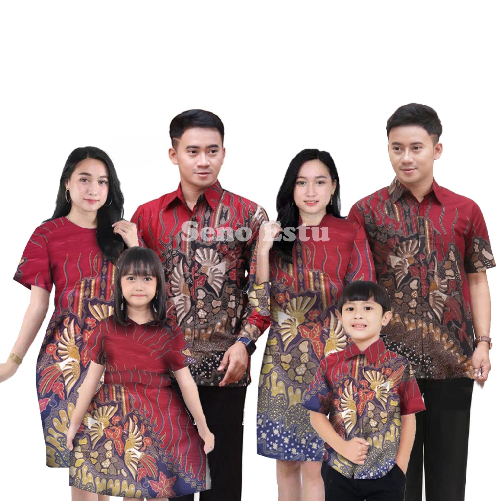 Batik couple modern - Atasan batik - Batik couple wanita - Seragam Batik - dress batik tarung merah 