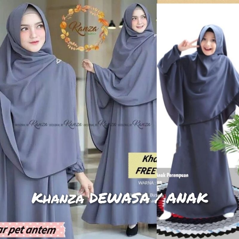 Baju Gamis Dress Pesta Kondangan Muslim Syari Busui Polos Anak Wanita Ukuran  L XL XXL JUMBO KHANZA 