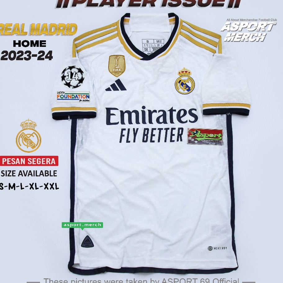 ⁂Terkini⁂ MADRID PLAYER ISSUE JERSEY BOLA  MADRID HOME TERBARU 2023 2024 JERSEY MADRID HOME PI 23 24