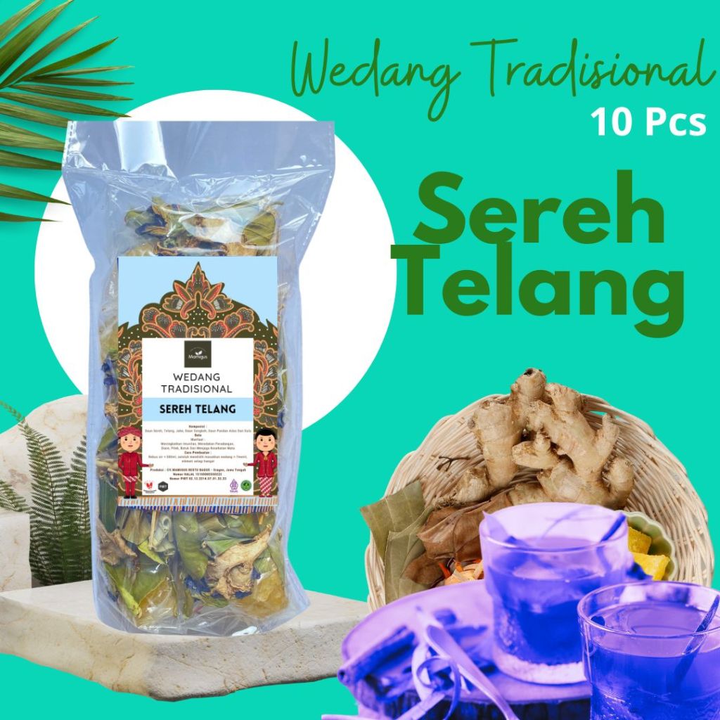 

PACK Wedang SEREH TELANG Rempah Asli Lengkap Gula Batu Khas Mamigus 10Bungkus