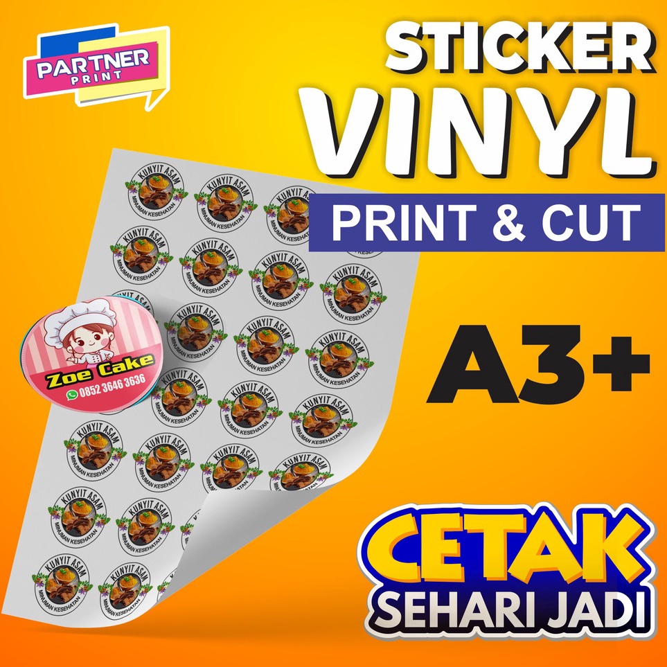 

Terkini CETAK STIKER LABEL VINYL KIS CUT / PRINT AND CUT