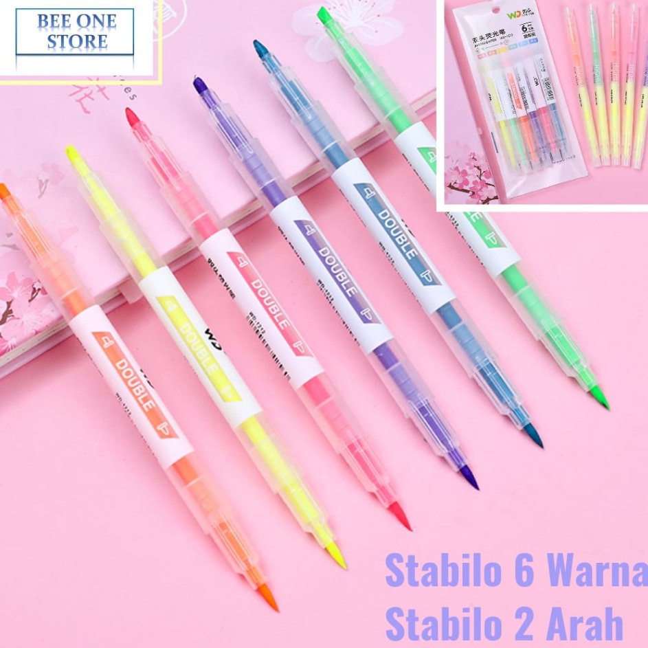 

Terkini BEE ONE - 6pcs Stabilo Warna warni Stabilo 2 Arah 6 Warna & 12 Warna Sale