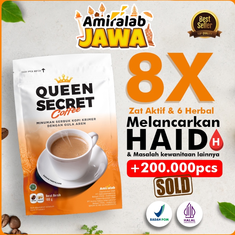 

Amiralab Queen Secret Coffee Minuman Kopi Pelancar Haidd Menstruasi Telat Terlambat Siklus Bulan Jamu Ramuan Mempercepat Melancarkan Alami Ampuh Manjur Aman Untuk Busui KB Kesehatan Wanita 100gr