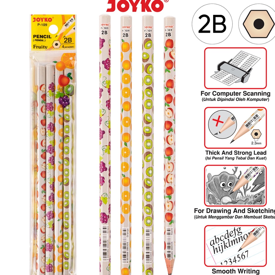 

Best Produk Pencil Pensil Joyko P-109 2B Fruity 1 Set 4 Pcs