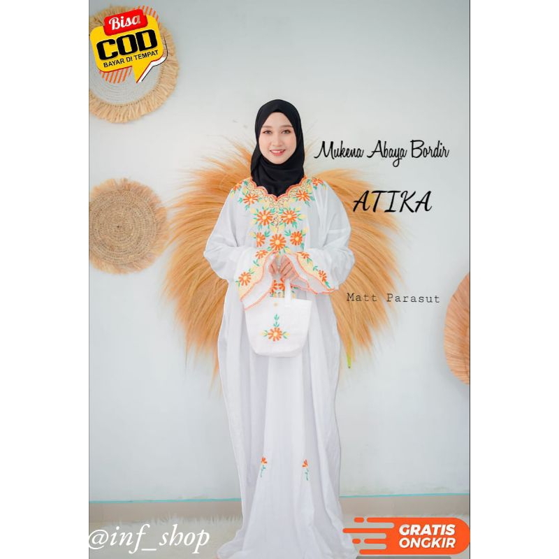 (COD) ATIKA Mukena abaya sholat parasut bordir remaja dewasa size M L murah 354